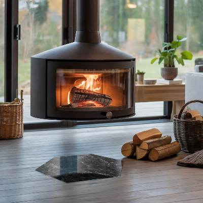 Sechseckige Glasplatte für Öfen Stilvolles Marmormotiv