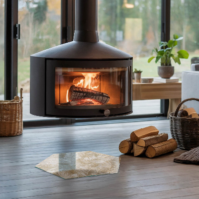 Sechseckige Glasplatte für Kamin Zarte Blattmuster