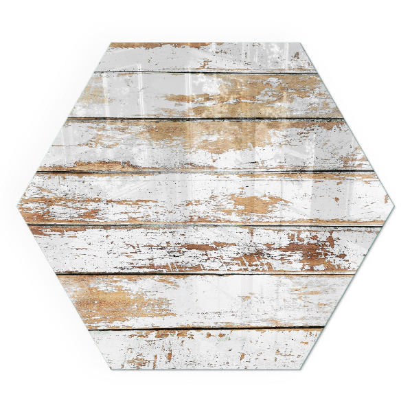 Sechseckige Glasplatte für Öfen Rostiges Holzbrett