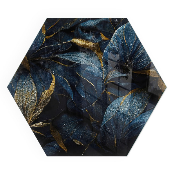 Sechseckige Glasplatte für Kamin Stilvolle Blätter in der Struktur