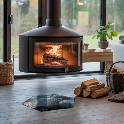 Sechseckige Glasplatte für Kamin Stilvolle Blätter in der Struktur