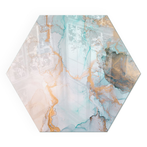 Sechseckige Glasplatte für Öfen Fließendes abstraktes Motiv