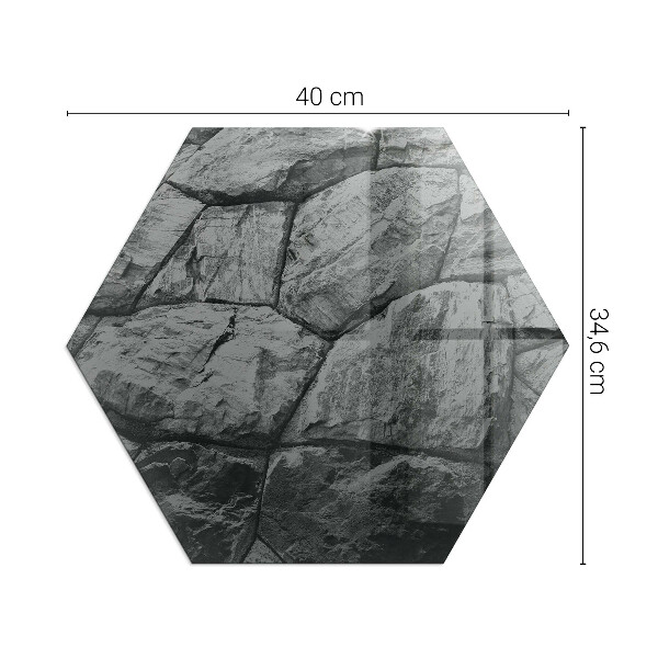 Sechseckige Glasplatte für Kamin Steinoptik in natürlicher Ausführung