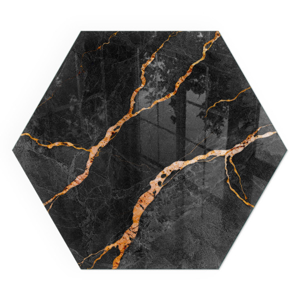 Sechseckige Glasplatte für Öfen Marmoroptik mit feiner Maserung