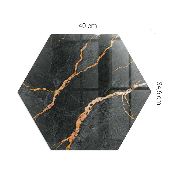 Sechseckige Glasplatte für Öfen Marmoroptik mit feiner Maserung