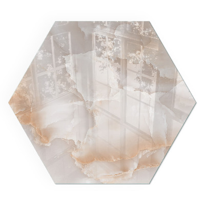 Sechseckige Funkenschutzplatte aus Glas organisches Steinmotiv