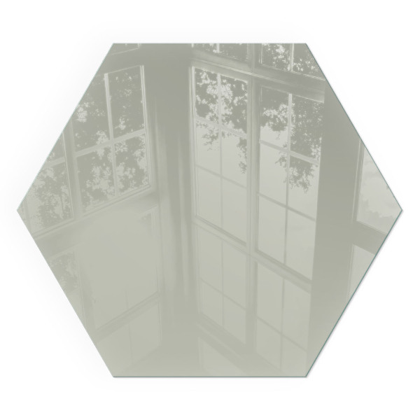 Sechseckige Funkenschutzplatte aus Glas Farbe Graugrün