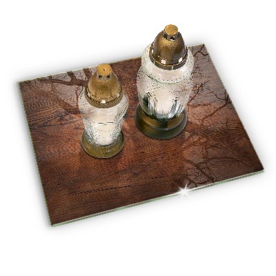 Grabkerze Untersetzer Dunkles Holzbrett