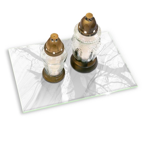 Glasunterlage für Grabkerzen Zarter Marmor
