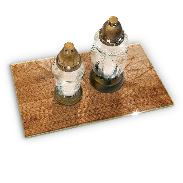 Glasunterlage für Grabkerzen Holzbrettstruktur