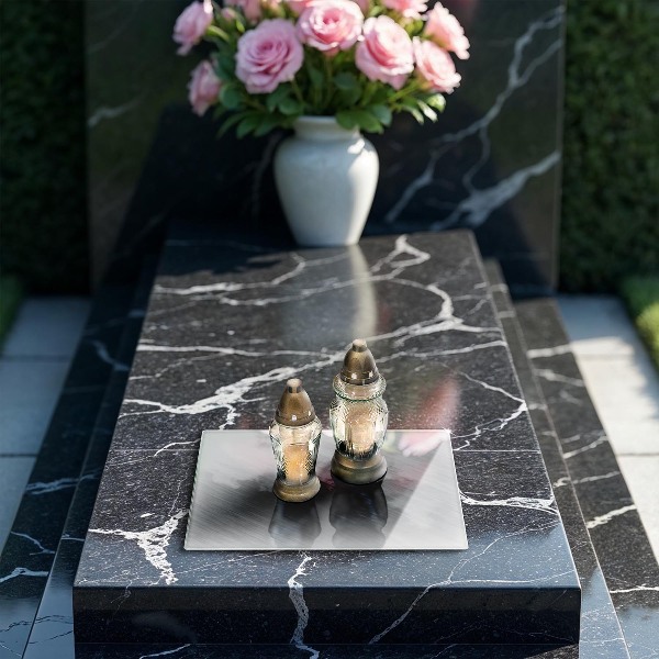 Grabkerze Untersetzer Hintergrund mit Metalltextur