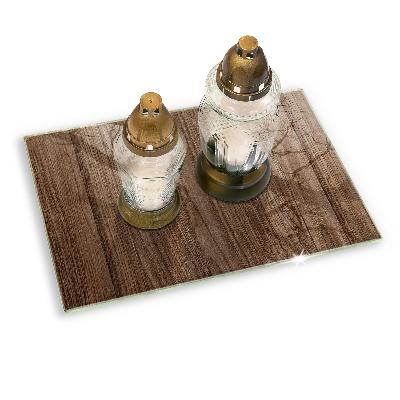 Glasunterlage für Grabkerzen Holzstruktur