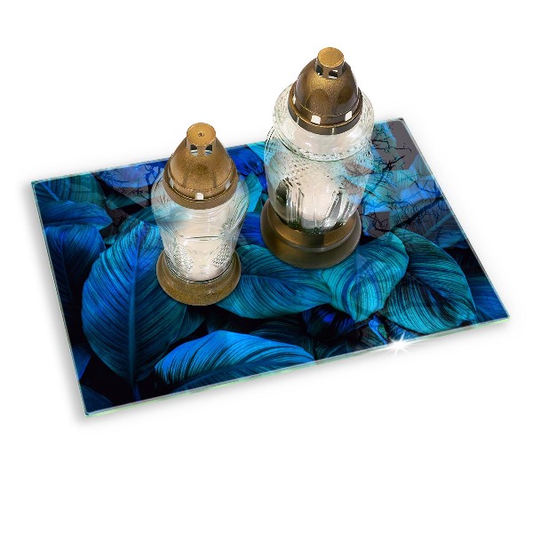 Glasunterlage für Grabkerzen Blätter der Dschungelvegetation