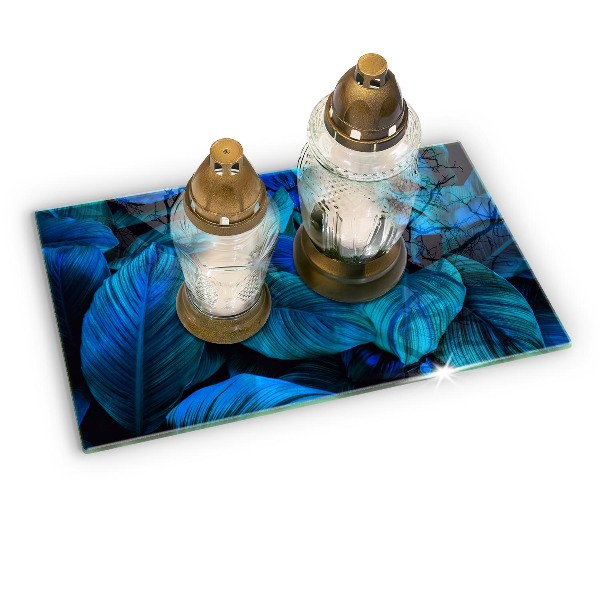 Glasunterlage für Grabkerzen Blätter der Dschungelvegetation