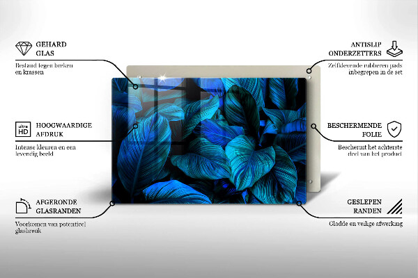 Glasunterlage für Grabkerzen Blätter der Dschungelvegetation