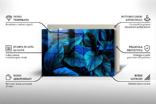 Glasunterlage für Grabkerzen Blätter der Dschungelvegetation