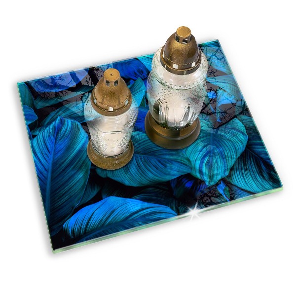 Glasunterlage für Grabkerzen Blätter der Dschungelvegetation