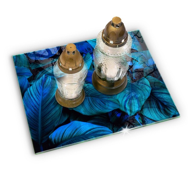 Glasunterlage für Grabkerzen Blätter der Dschungelvegetation