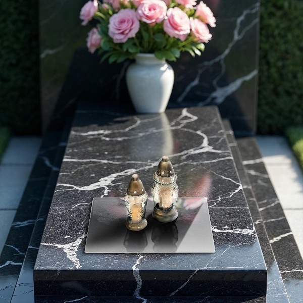 Glasunterlage für Grabkerzen Gesteinsstruktur