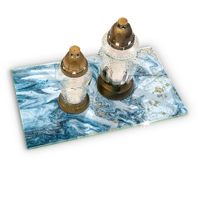 Glasunterlage für Grabkerzen Struktur mit Gold