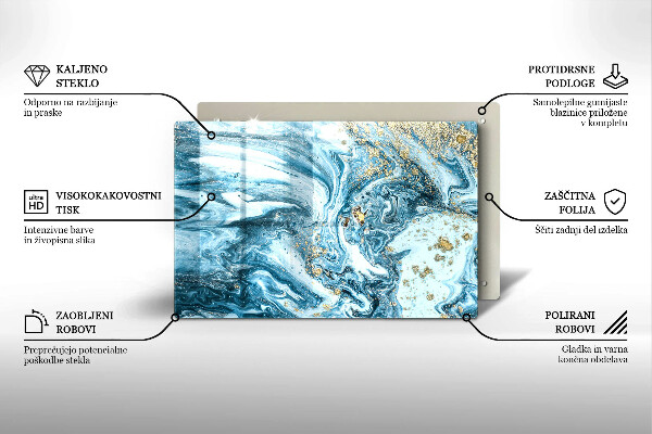 Glasunterlage für Grabkerzen Struktur mit Gold