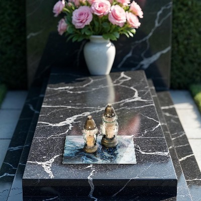 Glasunterlage für Grabkerzen Struktur mit Gold