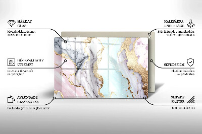 Glasunterlage für Grabkerzen Pastellfarbener Marmor