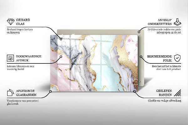 Glasunterlage für Grabkerzen Pastellfarbener Marmor