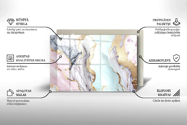 Glasunterlage für Grabkerzen Pastellfarbener Marmor