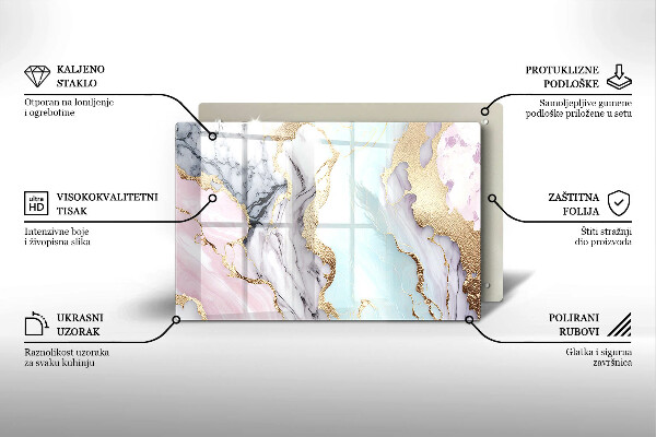 Glasunterlage für Grabkerzen Pastellfarbener Marmor