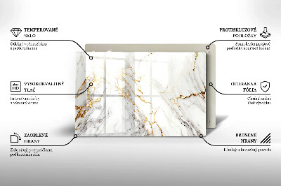 Grabkerze Untersetzer Heller Marmor mit Gold