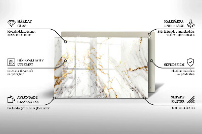 Grabkerze Untersetzer Heller Marmor mit Gold