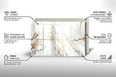 Grabkerze Untersetzer Heller Marmor mit Gold