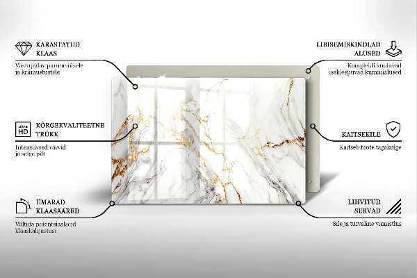 Grabkerze Untersetzer Heller Marmor mit Gold