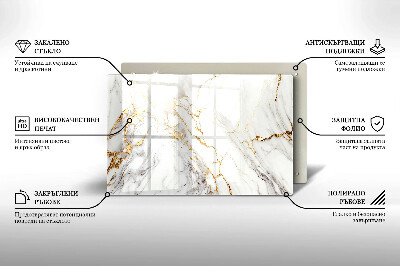 Grabkerze Untersetzer Heller Marmor mit Gold