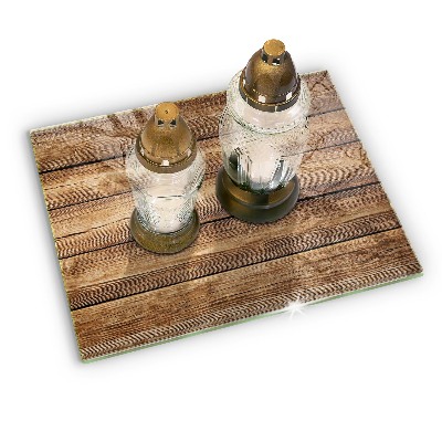 Glasunterlage für Grabkerzen Holzstrukturplatten