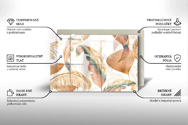 Grabkerze Untersetzer Boho-Federn und Blätter