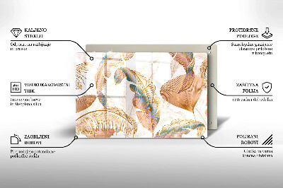 Grabkerze Untersetzer Boho-Federn und Blätter