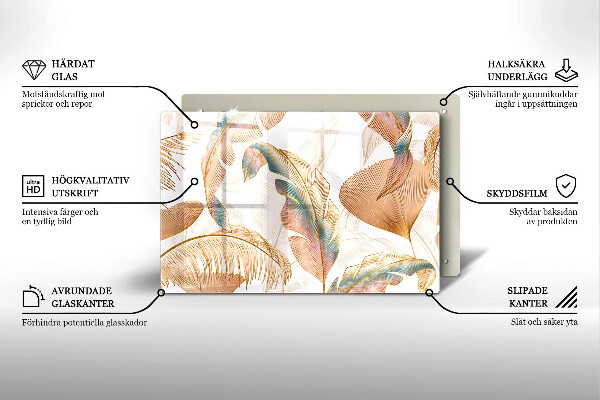 Grabkerze Untersetzer Boho-Federn und Blätter