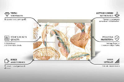 Grabkerze Untersetzer Boho-Federn und Blätter