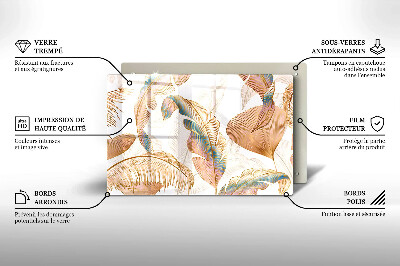 Grabkerze Untersetzer Boho-Federn und Blätter