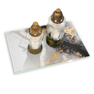 Glasunterlage für Grabkerzen Abstraktion mit Gold