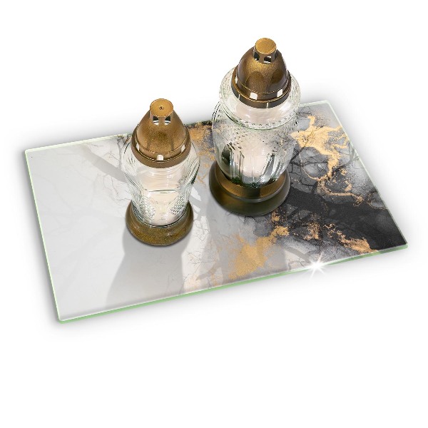 Glasunterlage für Grabkerzen Abstraktion mit Gold