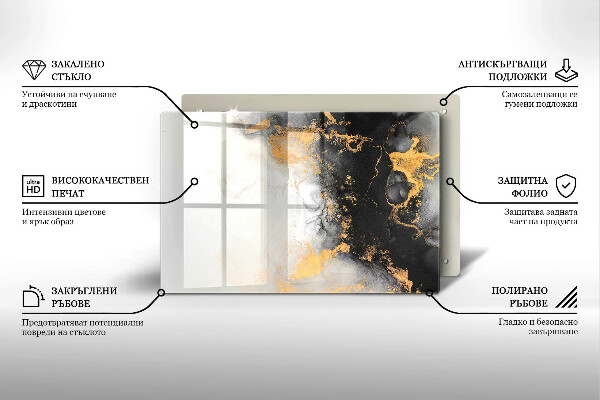 Glasunterlage für Grabkerzen Abstraktion mit Gold