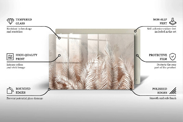 Glasunterlage für Grabkerzen Boho-Laubvegetation