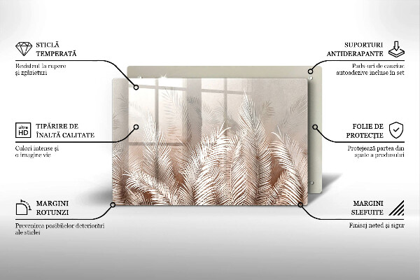 Glasunterlage für Grabkerzen Boho-Laubvegetation