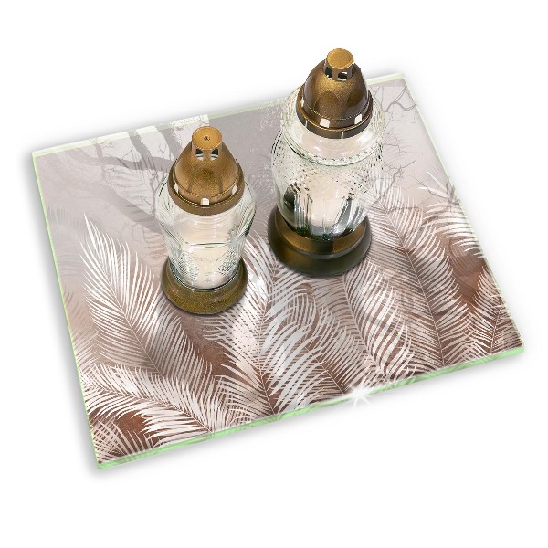 Glasunterlage für Grabkerzen Boho-Laubvegetation