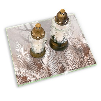 Glasunterlage für Grabkerzen Boho-Laubvegetation