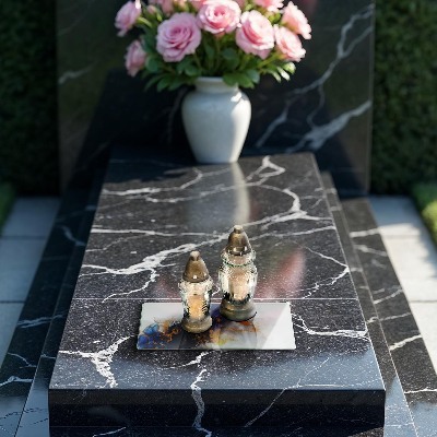 Grabkerze Untersetzer Abstraktion mit Blau