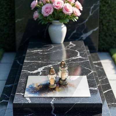 Grabkerze Untersetzer Abstraktion mit Blau